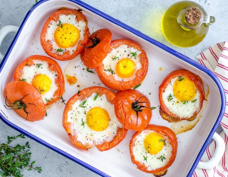 A simple, nourishing recipe made with just a handful of ingredients. These baked eggs in tomato cups make for the perfect low-carb, protein-packed breakfast.