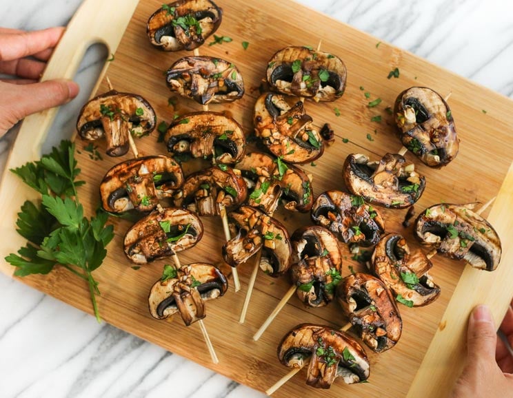 Grill up Balsamic Garlic Mushroom Skewers soaked in a delicious balsamic marinade. Because the best summer foods are meant to be eaten on sticks.