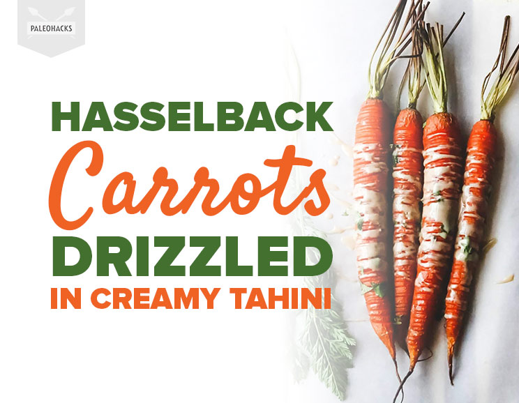 Toss these Hasselback Carrots with rich tahini and coconut aminos for a savory-sweet veggie dish. Orange is the new snack.