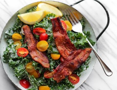 Who said Kale had to be boring? Upgrade to a Kale BLT Salad with crispy bacon, lemon juice, and fresh grape tomatoes.