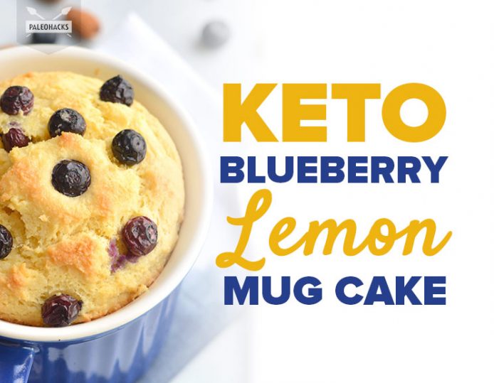 Keto Blueberry Lemon Mug Cake Paleo, Keto, Grain Free
