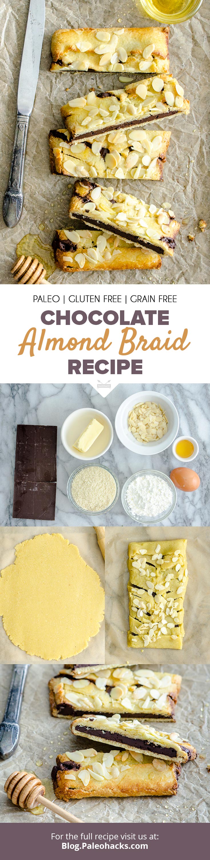 Bake up this melt-in-your-mouth almond braid filled with dark chocolate, honey, and toasted almonds. Criss-cross your way to ultimate indulgence.