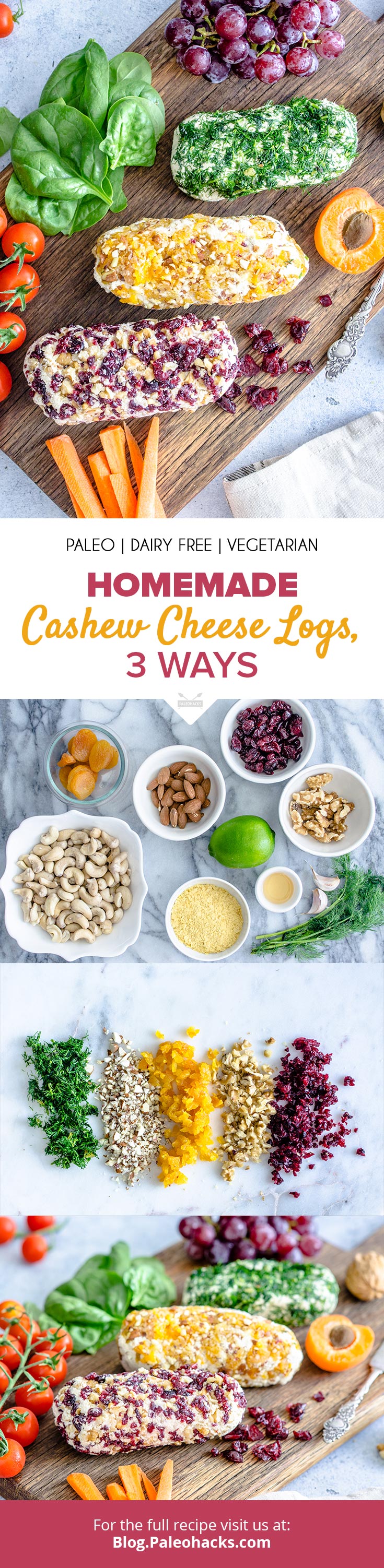 Ditch the dairy and make these cashew cheese logs in three different ways. Forgot hummus, these cheese logs are way better.