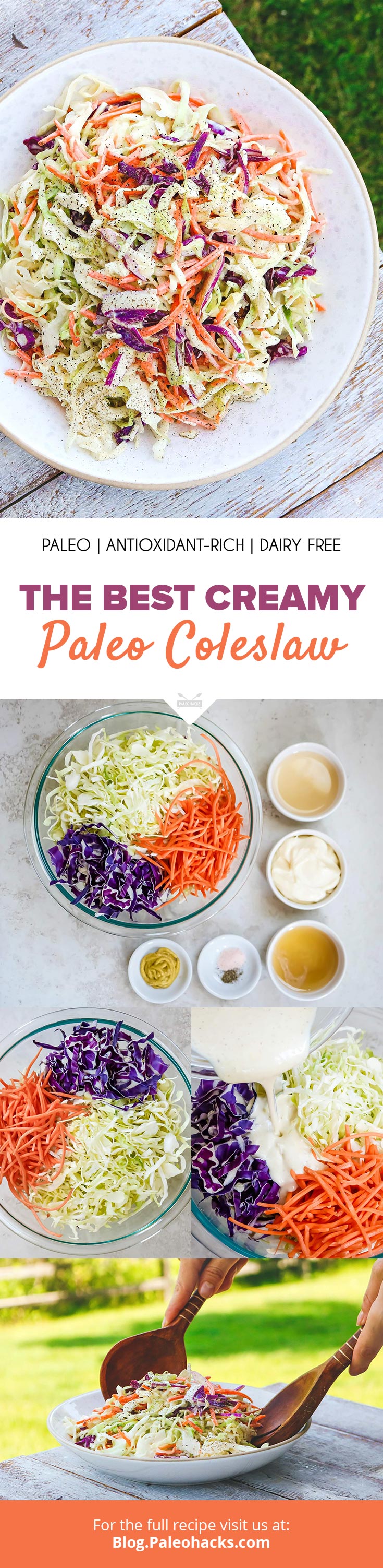 Planning a backyard barbecue? Check out this Paleo Coleslaw made with antioxidant-rich cabbage smothered in creamy honey Dijon dressing.