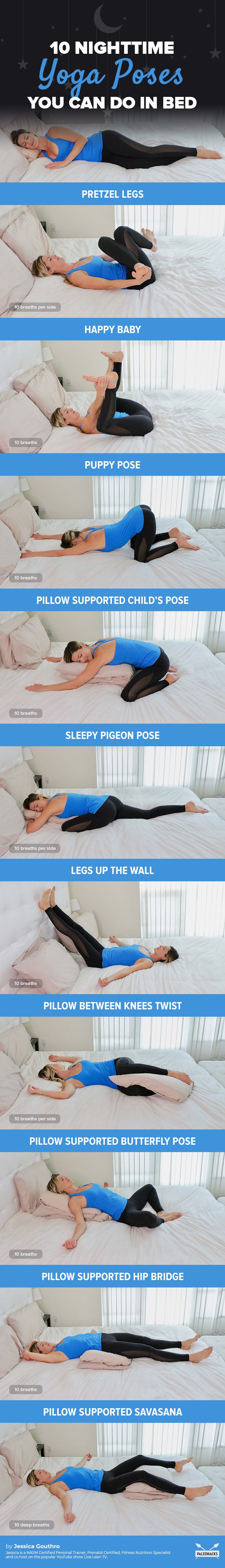 When you can’t seem to get the shut-eye you desperately need, try these relaxing yoga poses you can do right in bed to help you get to sleep fast.