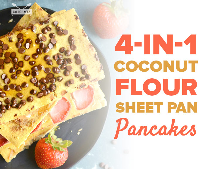 Grab a sheet pan and bake up this 4-in-1 Coconut Flour Pancake recipe to satisfy everyone’s taste buds.