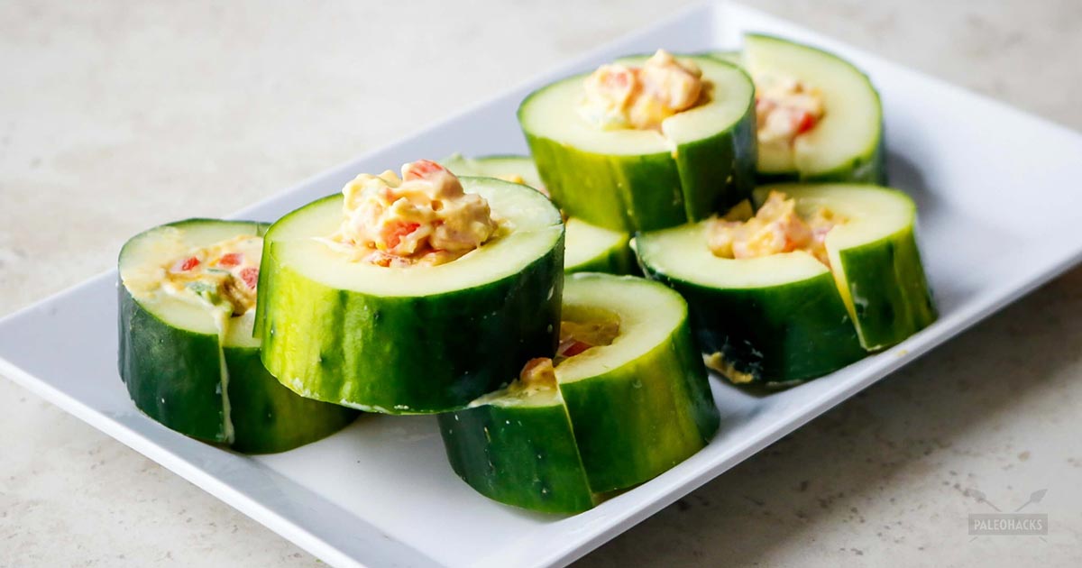 Stuffed Keto Cucumber Bites Paleo, Low Carb, Keto