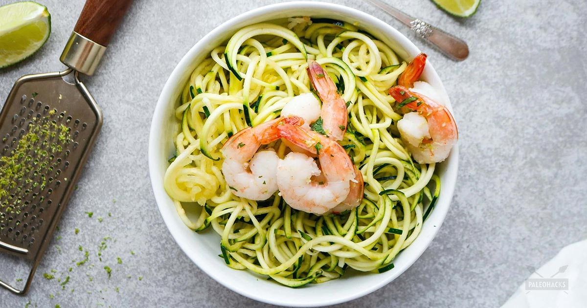 Zucchini Noodles with Coconut Lime Shrimp | Paleo, Low Carb