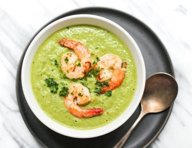 Serve this Green Gazpacho with Shrimp whenever it's too hot outside for soup. It's the perfect combination of hearty and refreshing!
