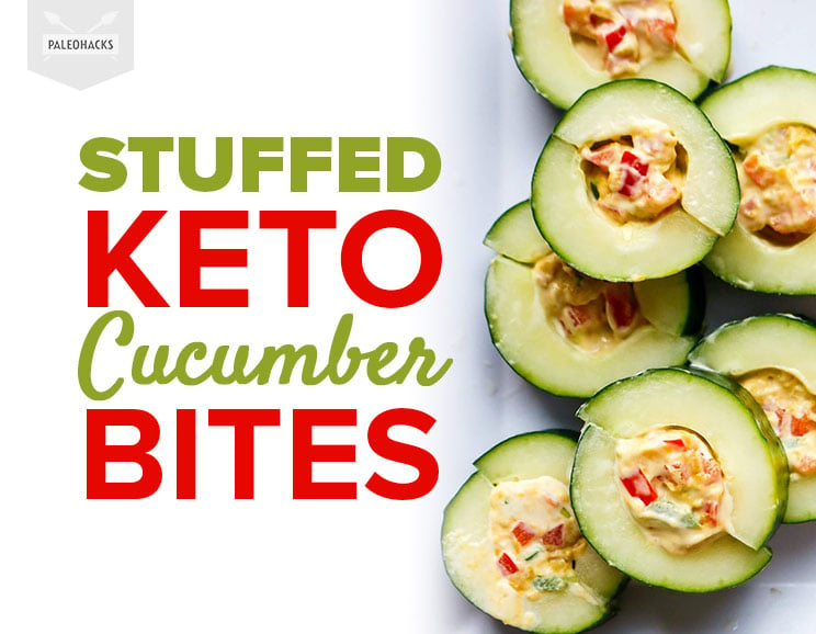 Fill these Stuffed Keto Cucumber Bites with creamy Paleo mayonnaise, peppers, and nutritional yeast. They're simple, nutritious, and oh-so delicious!