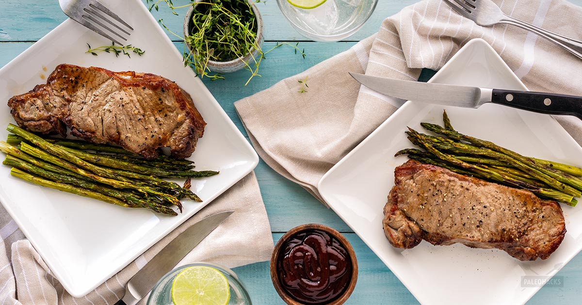 OnePan New York Strip Steak Dinner for Two Paleo, Gluten Free