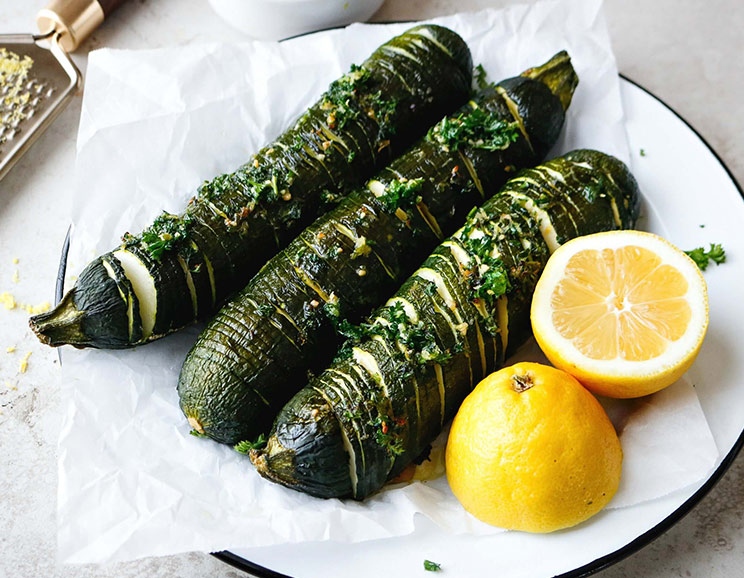 Garlic-Lemon Hasselback Zucchini