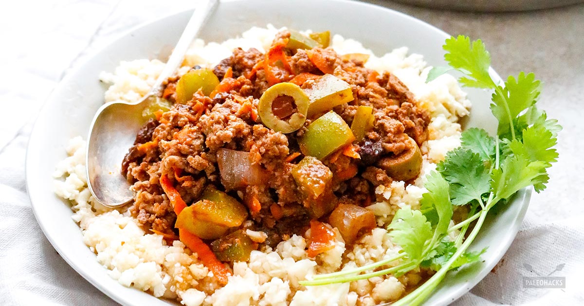 Easy Cuban Picadillo with Low Carb Cauliflower Rice | Paleo, Gluten Free