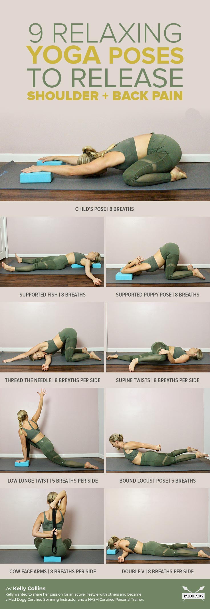 Yoga is a great way to realign your back and shoulders while increasing flexibility throughout your entire body. Use these easy poses daily to release tightness and alleviate pain.