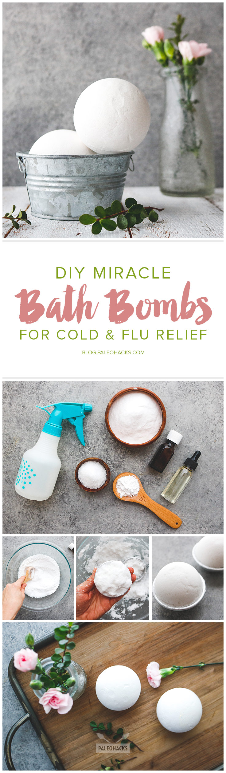 Soak away nasty flu and cold symptoms with a simple bath bomb recipe featuring soothing essential oils. It's the aromatherapy you need to survive the winter!