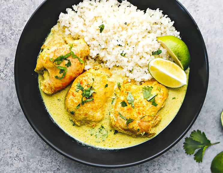 Combining fork-tender chicken with dairy-free coconut milk, it’s the perfect entrée to pair alongside cauliflower rice or zucchini noodles.