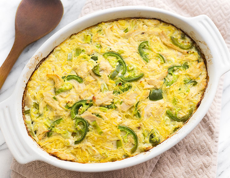 Combine spaghetti squash with spicy jalapeño chicken for a casserole dish you can easily warm up to. Serving up the heat, one dish at a time!
