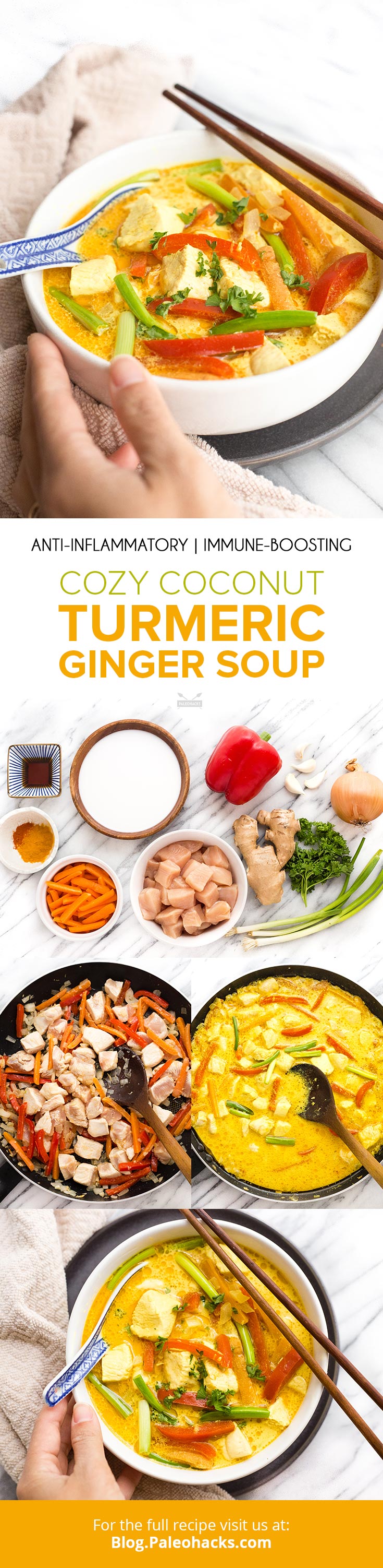 Cozy up with this Thai-inspired soup that’s filled with anti-inflammatory and immune-boosting benefits. Spicy, savory, and slurp-worthy!