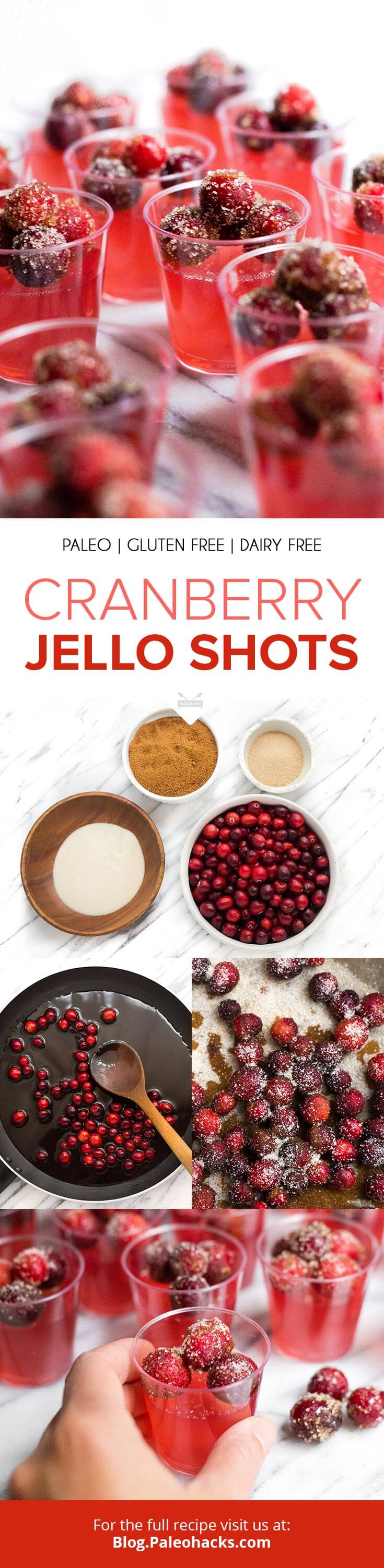 Bring in the holiday cheer with cranberry jello shots flavored with coconut sugar and monk fruit sweetener!