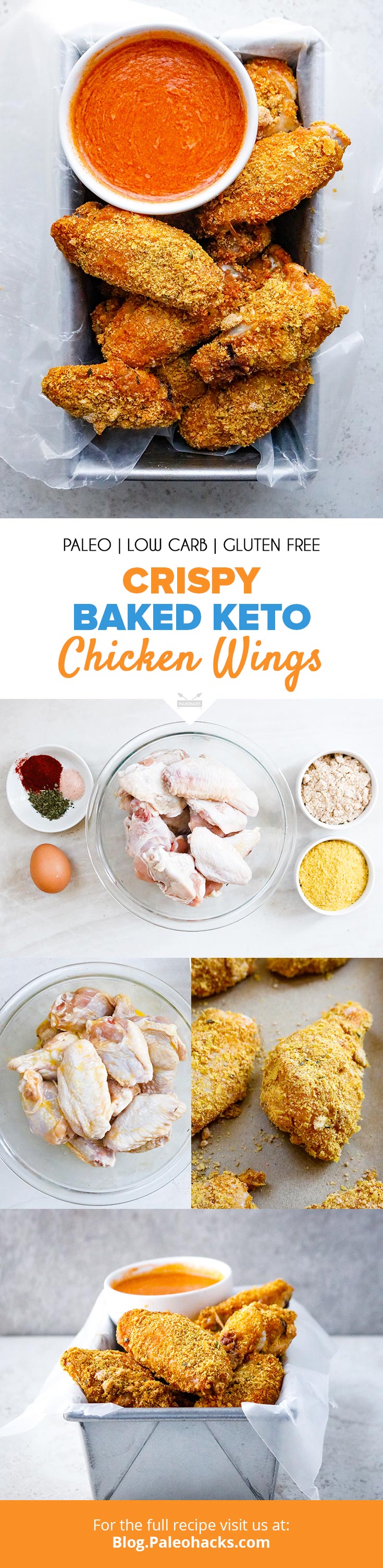 Snack into these Crispy Keto Chicken Wings made with nutritional yeast and crunchy almond meal. So crunchy, you'll forget they're oven baked!
