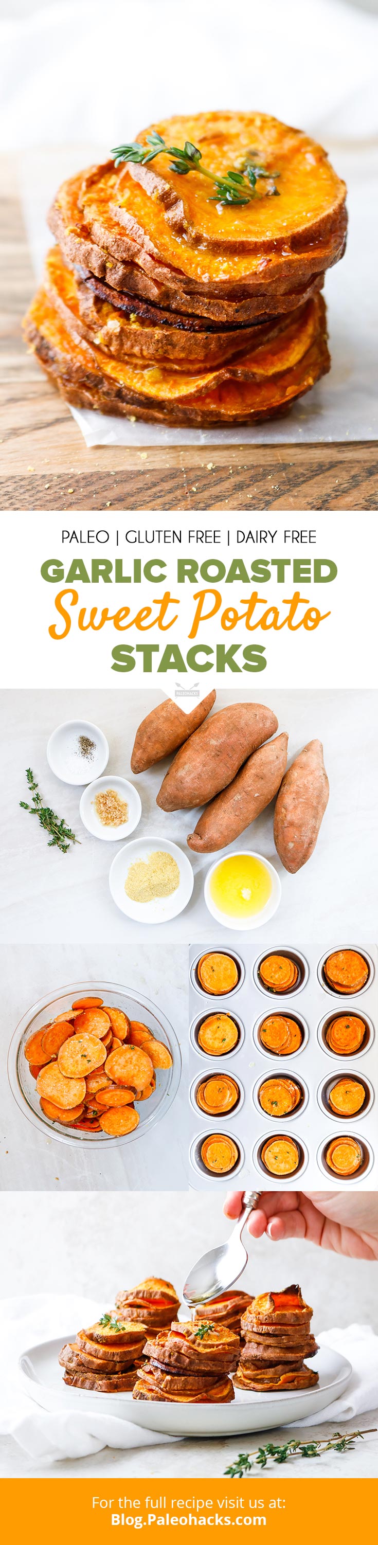 Stack sliced sweet potatoes in muffin tins for a garlicky, cheesy snack filled with healthy antioxidants and fiber.