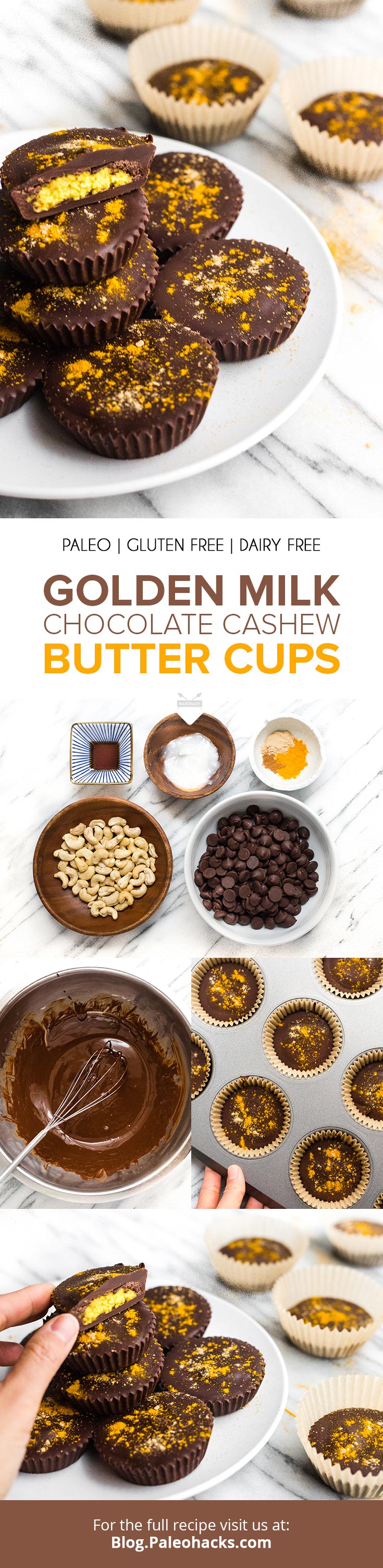 These homemade chocolate cups are just like REESE’S Peanut Butter cups, but a whole lot better. Dark chocolate and turmeric? Count us in!