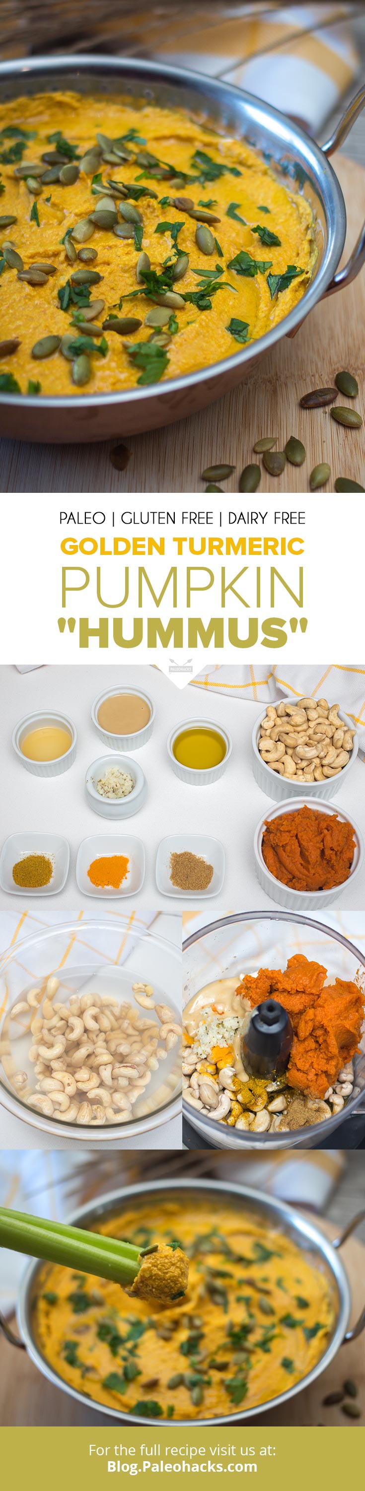 Seasoned with zesty spices, this pumpkin-packed hummus creates a healthy dip you can pair with fresh veggies or Paleo crackers. It's chef's kiss delicious!
