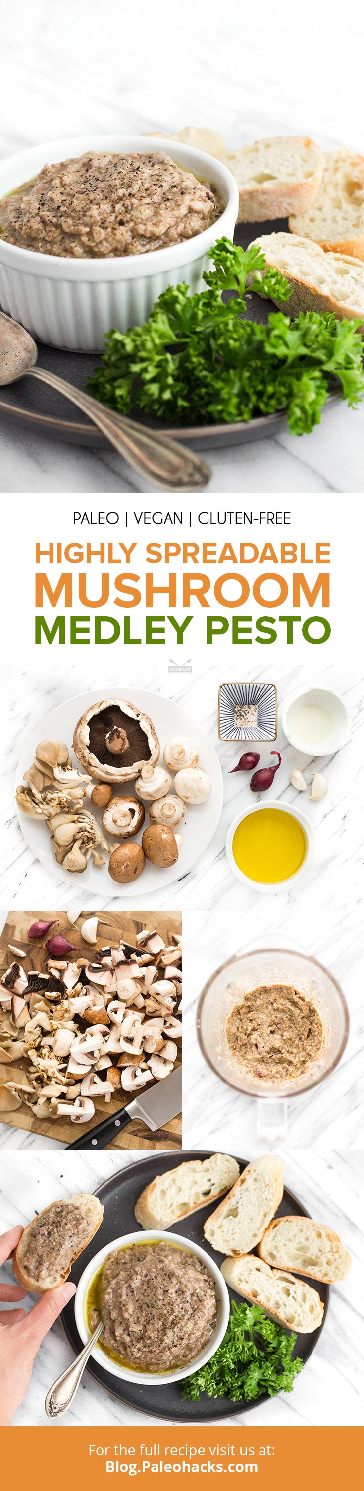 Pair this mushroom pesto with your favorite Paleo snacks for a spread made in vegan heaven. Is there anything mushrooms can't do?