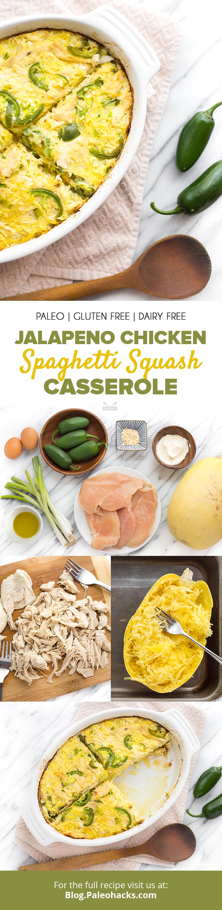 Combine spaghetti squash with spicy jalapeño chicken for a casserole dish you can easily warm up to. Serving up the heat, one dish at a time!