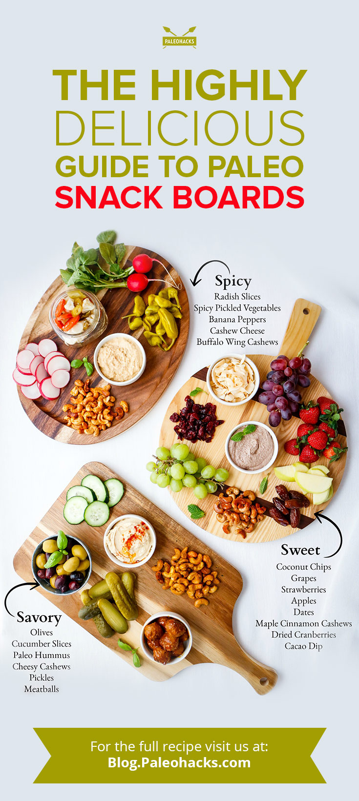 Dip and nibble your way through these three Paleo snack boards. Each has their own crave-worthy flavor combinations that keep you coming back for more!