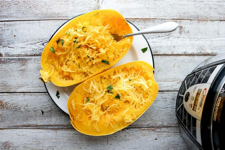 Set your timer! This Instant Pot recipe cooks up an entire spaghetti squash to tender perfection in just 15 minutes.