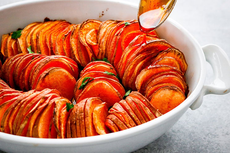 Create a sweet ‘n’ spicy casserole dish with sweet potatoes drizzled in a maple-cayenne sauce. Get the best of both worlds, packed into one side dish.