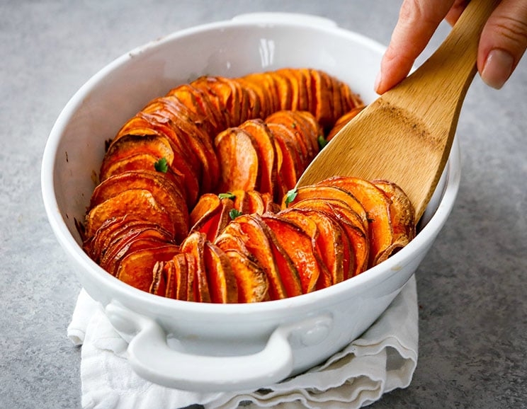 Create a sweet ‘n’ spicy casserole dish with sweet potatoes drizzled in a maple-cayenne sauce. Get the best of both worlds, packed into one side dish.