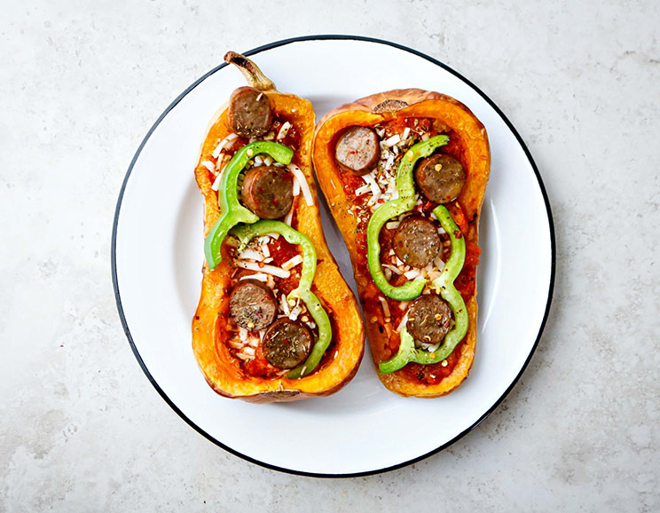 Pile your favorite pizza toppings onto these oven-baked squash boats for a dinner rich in antioxidants and fiber. Taking veggie based pizza to new heights!