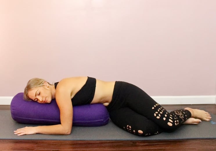 6 Restorative Yoga Poses To Lower Cortisol & Slow Aging
