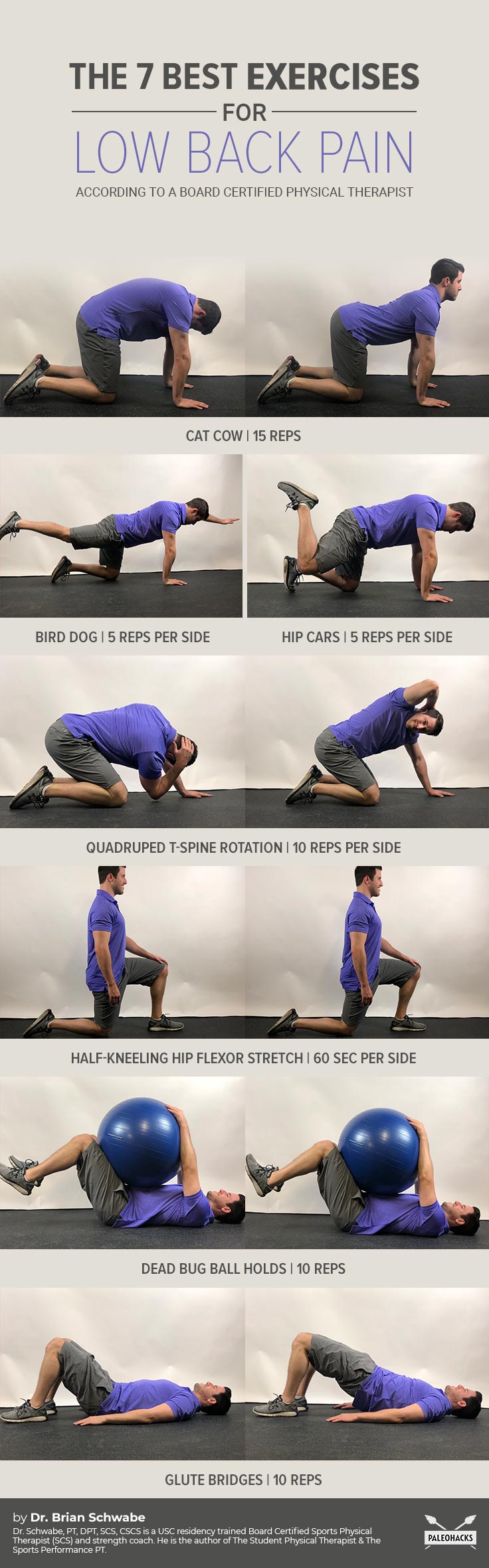 The following seven exercises aim to mobilize and strengthen your back, leaving you with a solid foundation that will leave back pain in the dust.