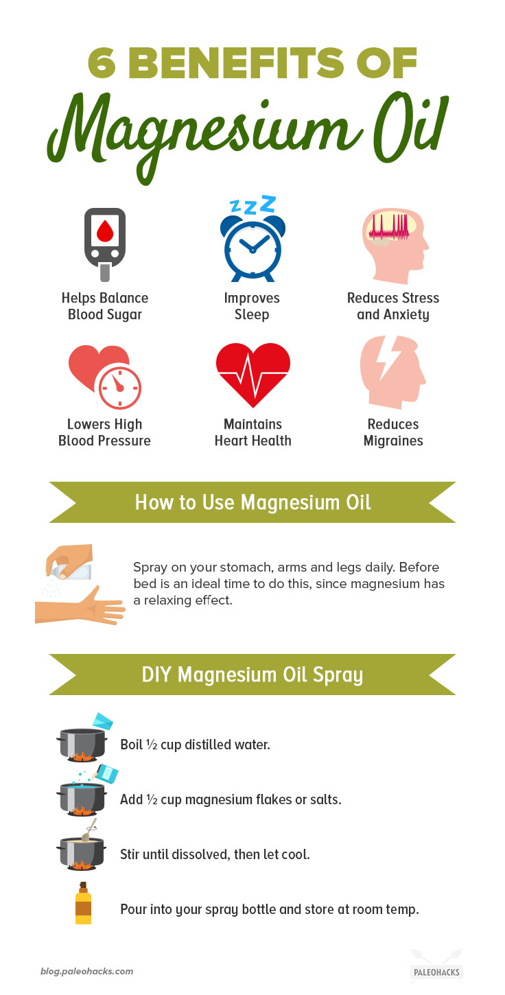 Spray yourself with homemade magnesium oil every day for less stress, a stronger heart, and better sleep. DIY magnesium oil spray.