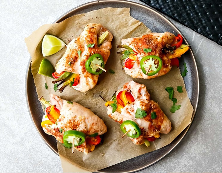 Serve up fajita-style savory Chicken Wraps in under an hour, no tortillas necessary. Filled with veggies, spice, and everything nice!