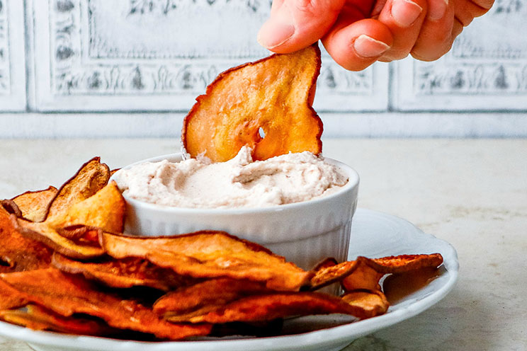 Crunchy Cinnamon Pear Chips with Whipped Coconut Dip 3