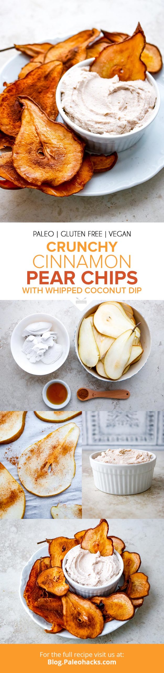 Crunchy Cinnamon Pear Chips with Whipped Coconut Dip 5