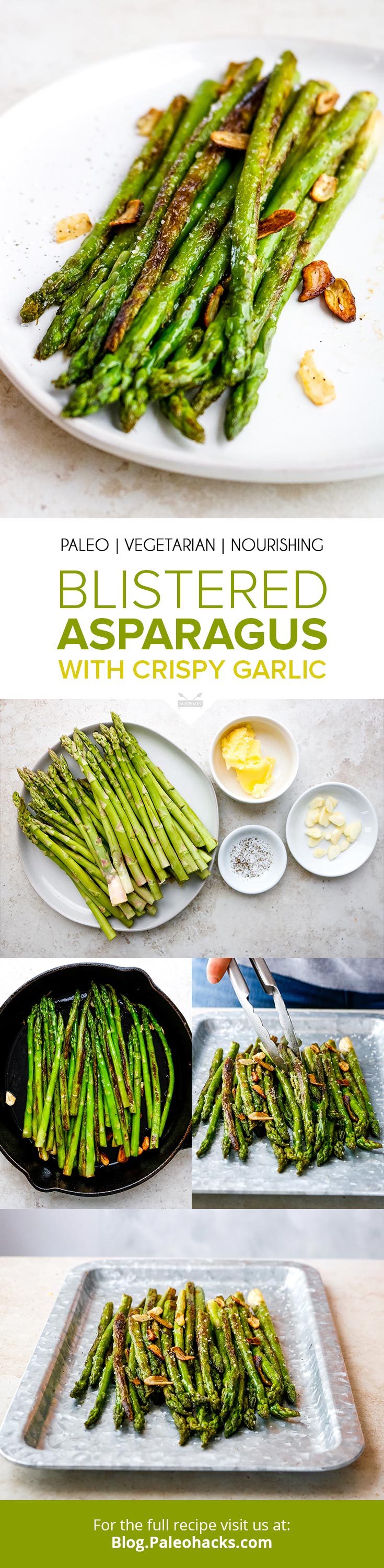 Step aside steamed vegetables, this one-pan asparagus recipe shines with buttery ghee and crispy garlic shavings!