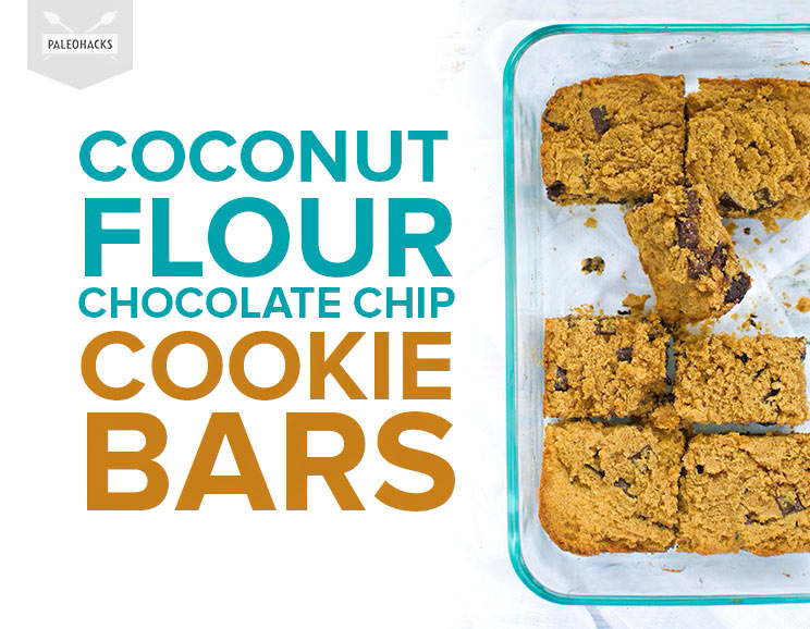 Indulge both your cookie and cake cravings with these chocolate chip-studded coconut flour cookie bars.