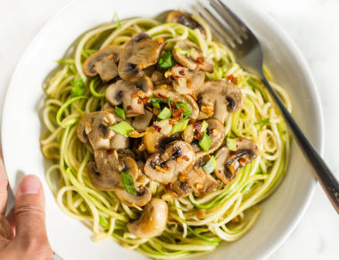 Cook up these low-carb, garlic-flecked mushroom and zucchini noodles when you need dinner on the table, stat!