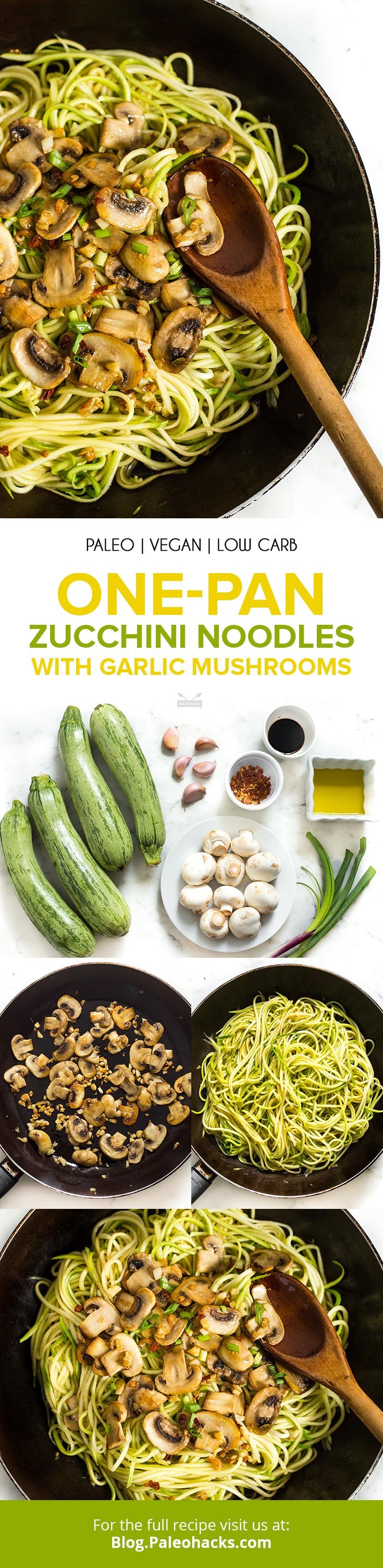 Cook up these low-carb, garlic-flecked mushroom and zucchini noodles when you need dinner on the table, stat!