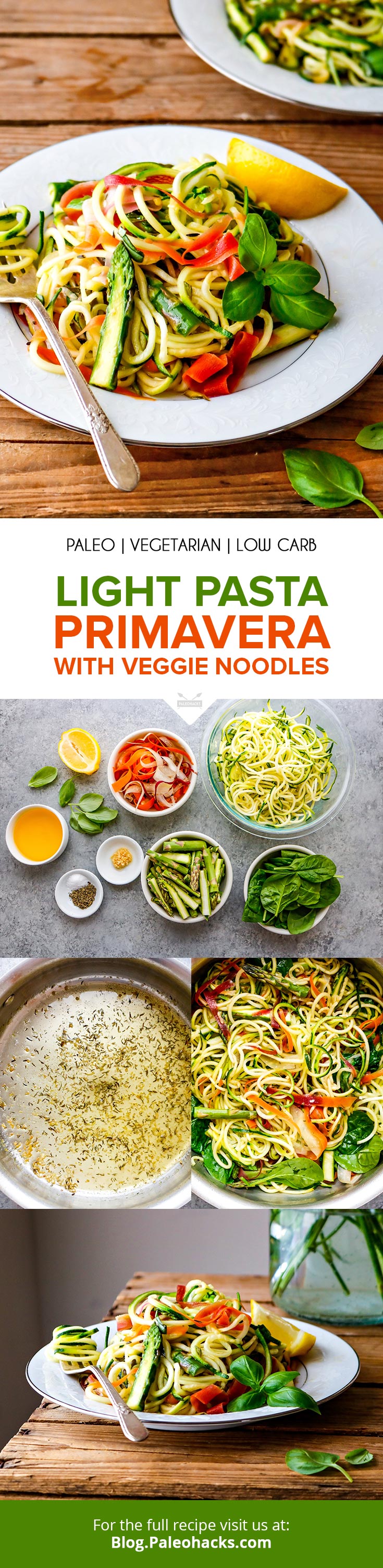 Indulge your pasta craving with this guilt-free, veggie-packed Paleo primavera. How many veggies can you fit into this "pasta" meal?