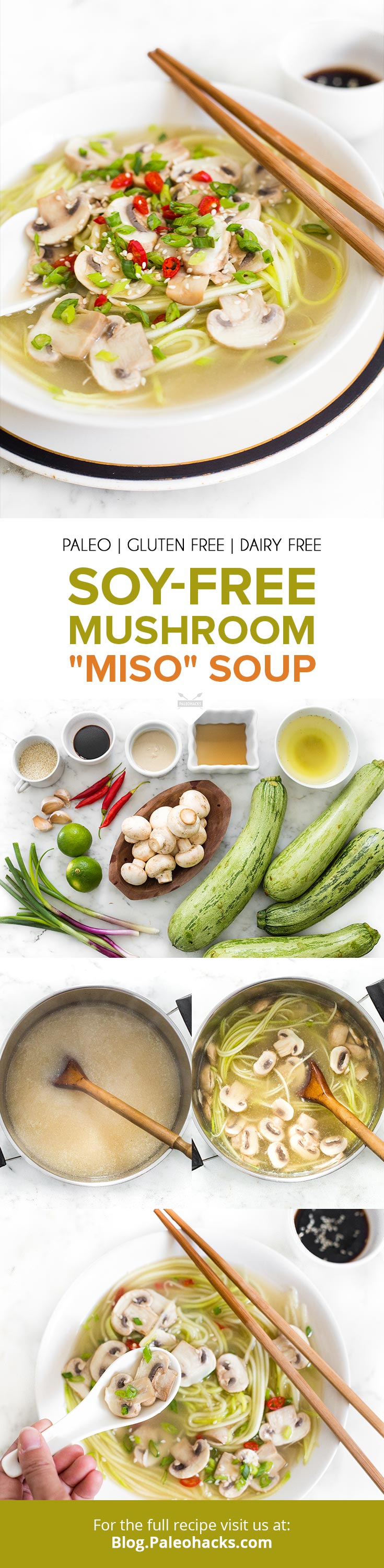 Whip up this soy-free mushroom “miso” soup for a Paleo-friendly dish that looks and tastes like the real deal.