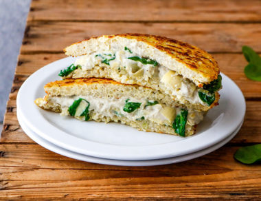 Elevate the classic grilled cheese, loaded with artichokes and antioxidant-rich spinach. Spinach artichoke dip has never tasted better, or cheesier!