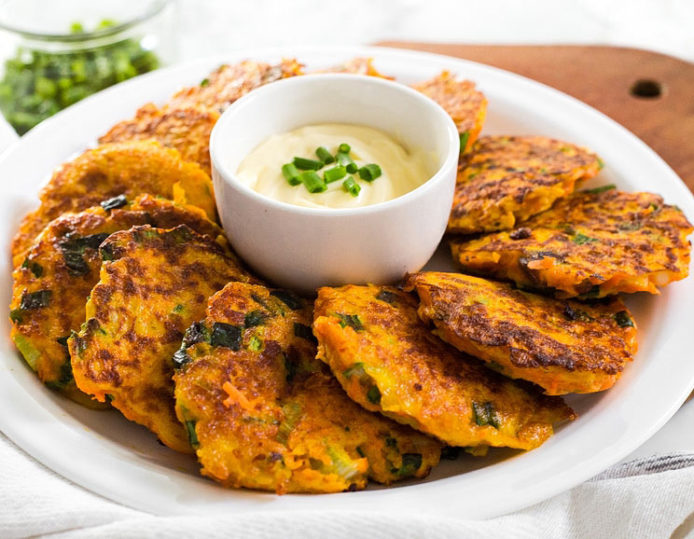 Crispy Savory Carrot Fritters | Paleo, Gluten Free, Vegetarian