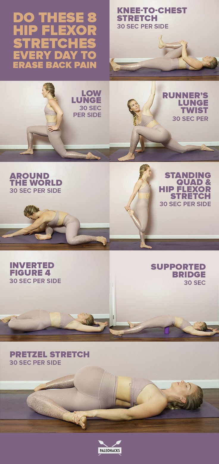It’s a fact: tight hips lead to back problems. Fix low back pain at its source with these hip flexor stretches.