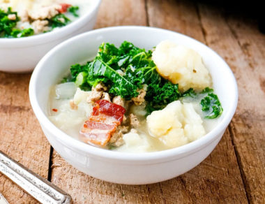 Indulge your creamy soup craving with this low-carb, dairy-free take on Zuppa Toscana. Let the slow cooker do all the work with this creamy, keto Italian soup recipe.